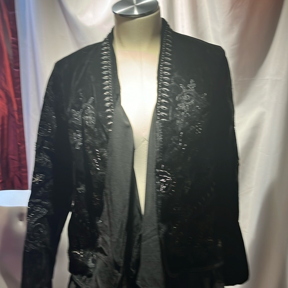 Black jacket velvet with beaded rose pattern nwt by Adore